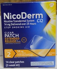 NicoDerm CQ Stop Smoking Step 2 Patches 2 Week Kit Exp 05/2027