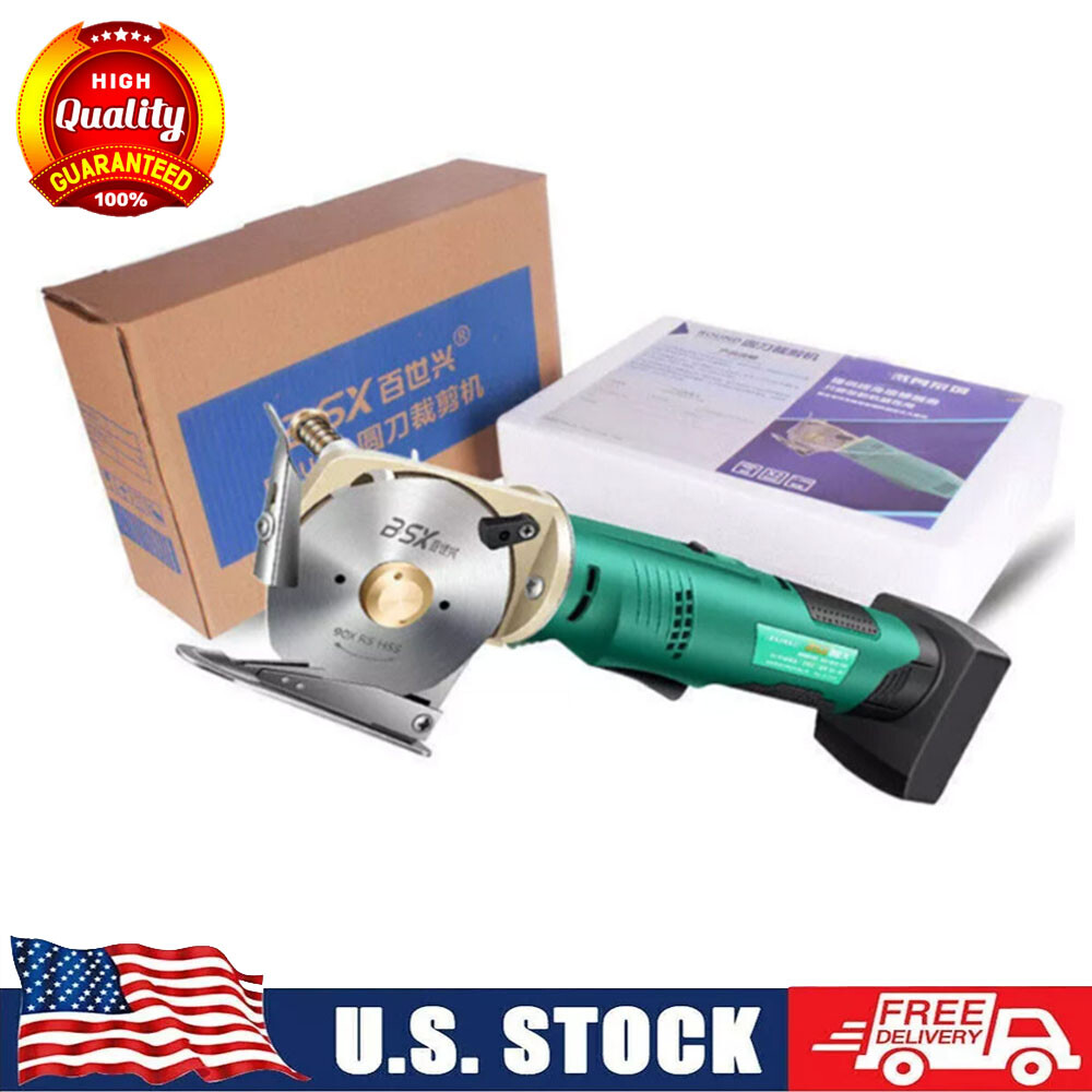 FAST 90mm Electric Fabric Cutter Scissors with 2 Batteries Cordles Rotary US