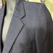 VTG Yves Saint Laurent FLAWS Sz 39 Blazer 100 Wool Navy Red Pinstripe YSL