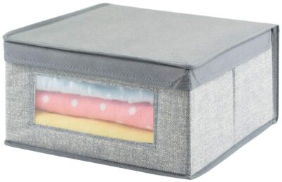 mDesign Wickel-/Kleiderschrank-Organizer & Aufbewahrung mit Klappdeckel - Mittelgrau