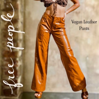 FREE PEOPLE Star-Crossed Lovers Straight Leg Vegan Leather Pants/Size 10 NWT