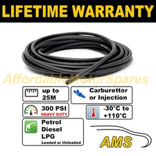 6mm 1/4" RUBBER OIL FUEL HOSE PETROL DIESEL WATER 300 PSI PER 1 METRE