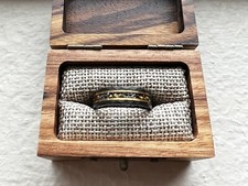 Mens Tungsten Wedding Ring size 7.5 - Black w/ Meteorite  Gold Leaf