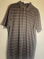 The Foundry Supply Co Polo Shirt Mens Large Tall  LT Quick-Dri Black Striped