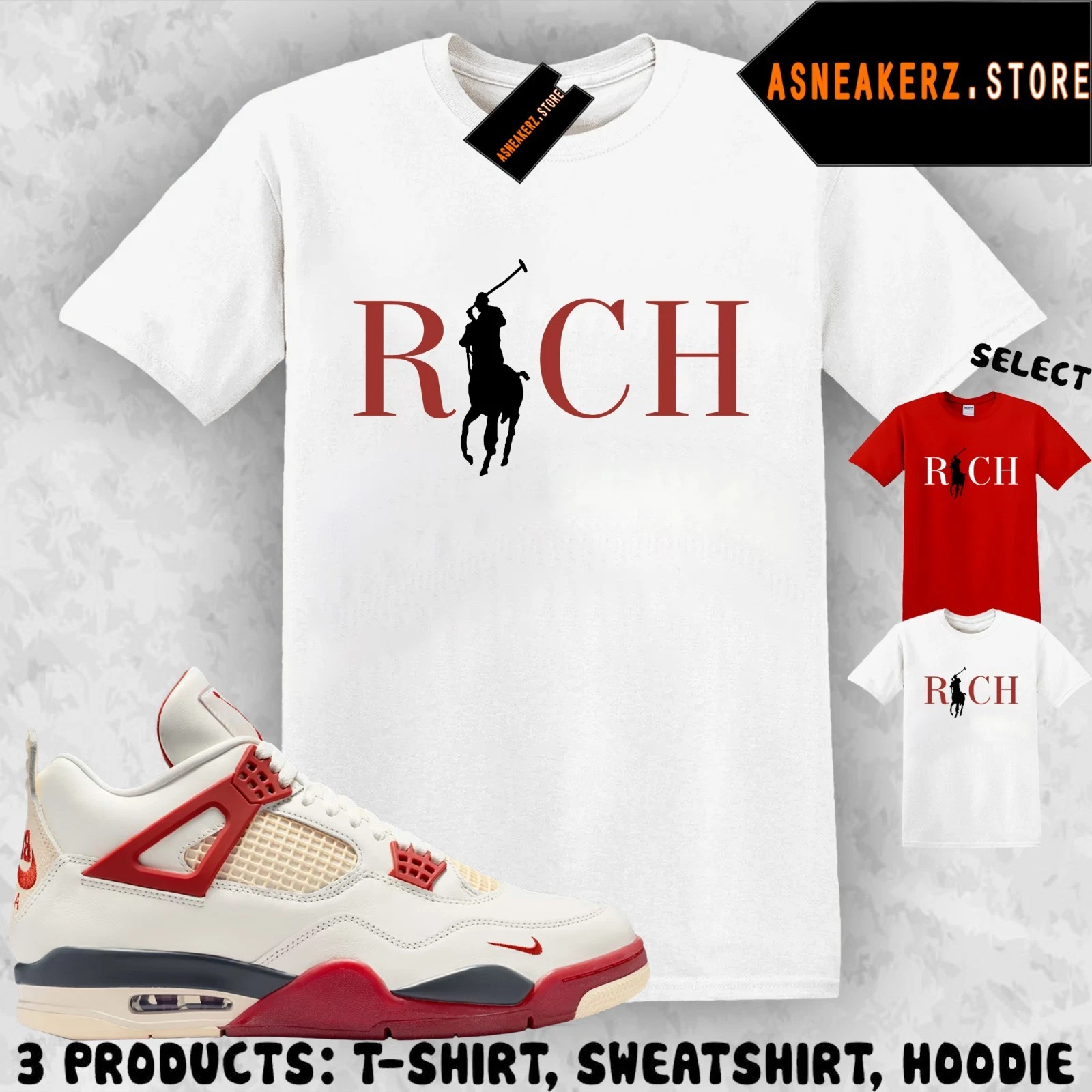 Tee Shirt Matching AJ 4 Nigel Brick After Brick Match Sneaker Rich Polo T-Shirt