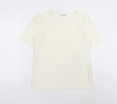 Gerry Weber Damen elfenbeinfarbenes kurzärmliges T-Shirt mit Rundhalsausschnitt Größe 12
