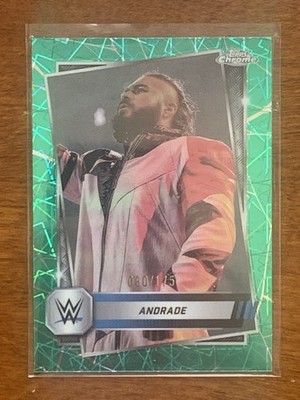 2025 Topps Chrome WWE Andrade ''Cien'' Almas #29 Teal Laser Refractor /175