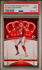 /175 PSA 9 RC Patrick Mahomes 2017 Panini Crown Royale Holo Gold Rookie SSP Rare