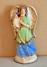 Greenbrier International 7" Porcelain Angel Playing Lyre Figurine Nativity