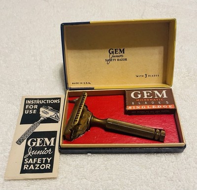 Vtg Gem Junior Safety Razor  Gold Plated ''The Parade'' In Original Box U.S.A.