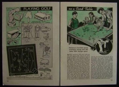 Table Top GOLF 9-Hole Marble Pinball Game 1944 How-To build PLANS