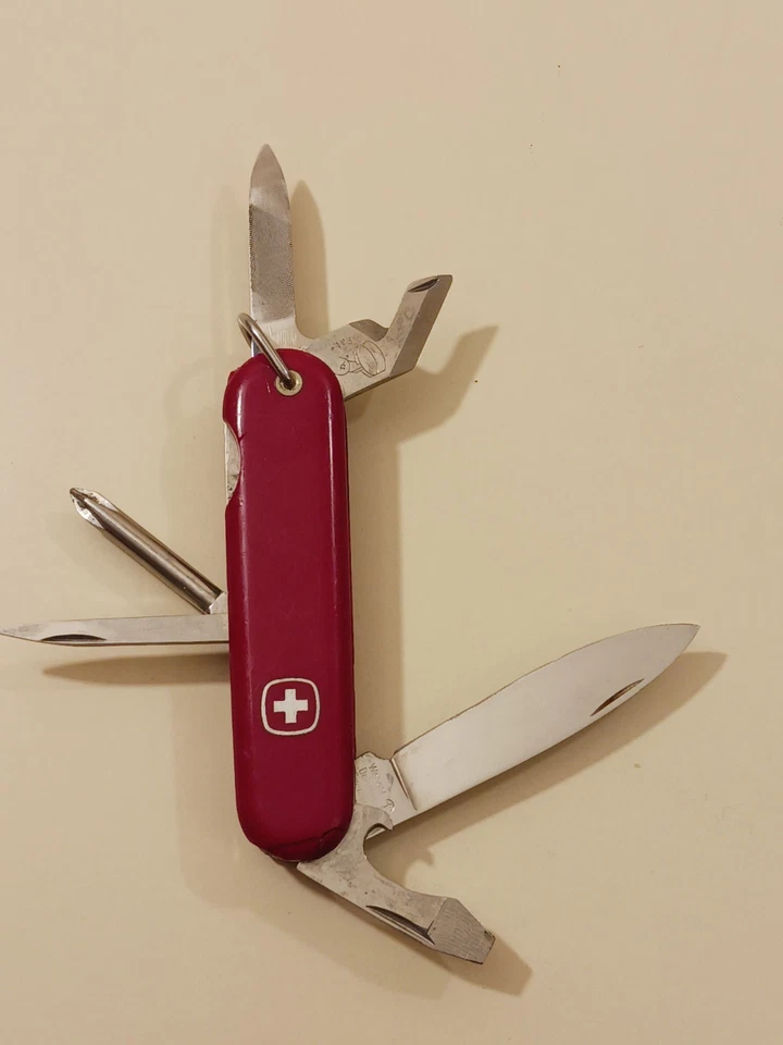 Vintage Wenger Delemont 85mm Red Pocket Knife Swiss Army Multi-Tool 6 tool SAK - Image 3 of 4
