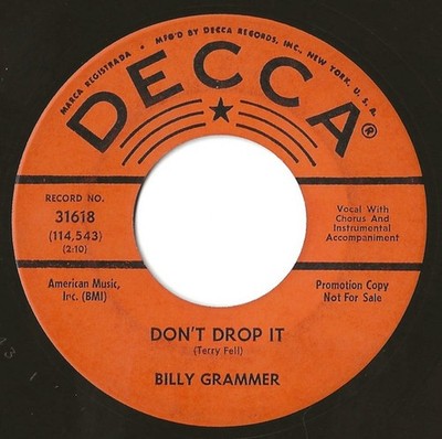 Billy Grammer - Don't Drop It / I Saw Your Face In The Moon - - Promo - G8100z