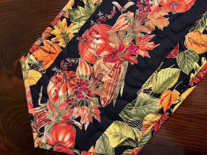 Handcrafted-Quilted Table Runner-Fall Fantasy -  Autumn Harvest - March 2026 #1