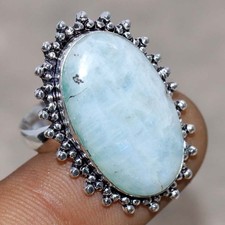 925 Silver Plated Rainbow Moonstone Ring US 9.5 Special Edition Design GW