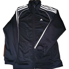ADIDAS 3 Stripe Tracksuit Jacket Mens Size Med Black White Polyester