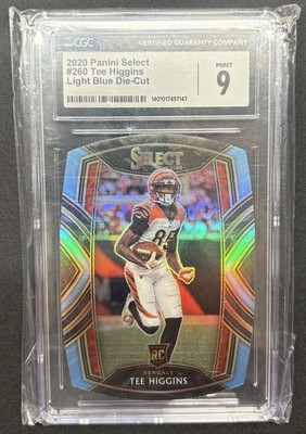 2020 Panini Select #260 Tee Higgins Light Blue Die-Cut Rookie CGC 9 Mint