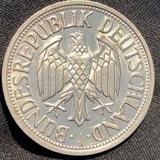 1954-J West Germany 1 Deutsche Mark Copper-Nickel Coin - MS (Mint State UNC)