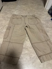 Eddie Bauer Khaki Cargo Capri Pants w/ Zip Po...