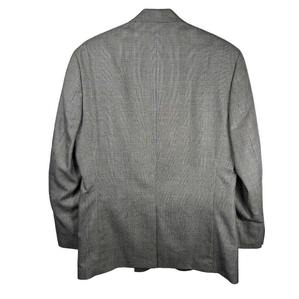 Chaps Mens Classic Black White Plaid Blazer Sport Coat Size 40R Blue Check - Image 2 of 4