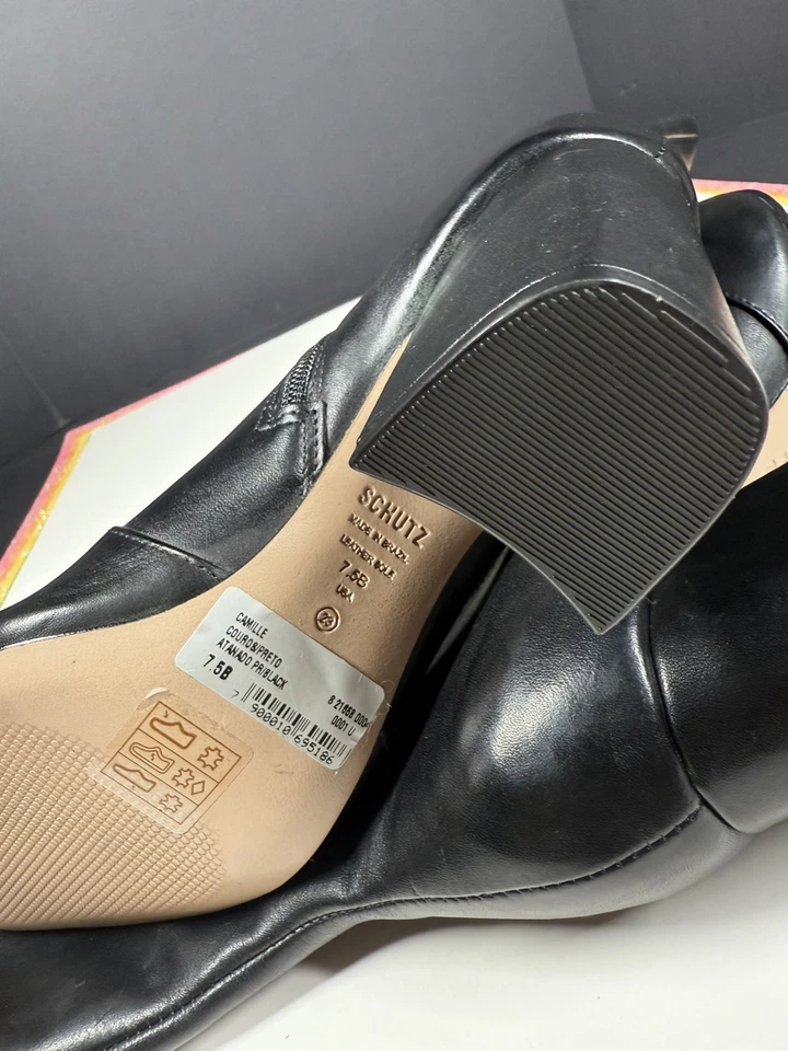 Schutz Camille ботинок каблука икры загрузки Anthropologie черный женский размер 7,5B новый - Изображение 4 из 4