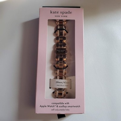 Kate Spade Rose Gold Stainless Steel Scalloped Band Apple Watch with Crystals