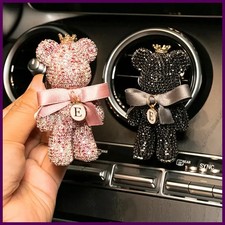 Cute Diamond Crystal Car Air Freshener Vent Clip Decor Cartoon Bear