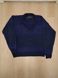 Obermeyer Men's Navy Purple Geometric 1/4 Zip High Neck Ski Sweater