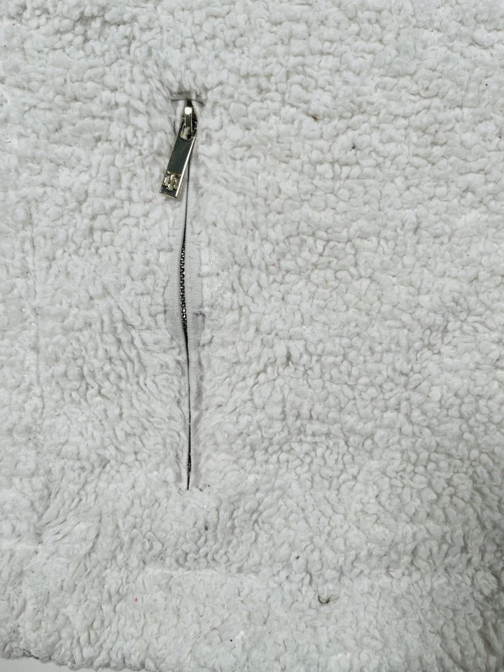 Tommy Hilfiger Pullover Womens Small White Sherpa Fleece Half Zip Cozy Pockets - Image 4 of 4