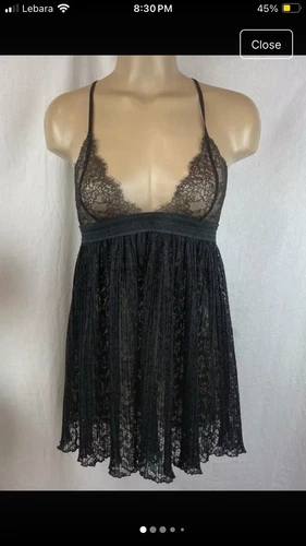 UNDERCOVER Abito da notte corto Victoria Secrets nero in pizzo trasparente Teddy