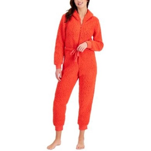 Jenni by Jennifer Moore Women's Zip-Up Sherpa Pajama Suit Red Medium - Picture 1 of 4