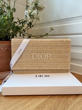 Genuine Dior Raffia Makeup Bag Pouch Clutch  New With Box Beauty counter VIP