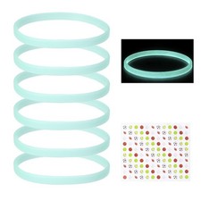 Glow in the Dark Silicone Bracelets Wristbands with Stickers 6 Pcs  Bean Green