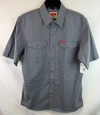 Wrangler Blue Short Sleeve Button Up Shirt Men's Size Small