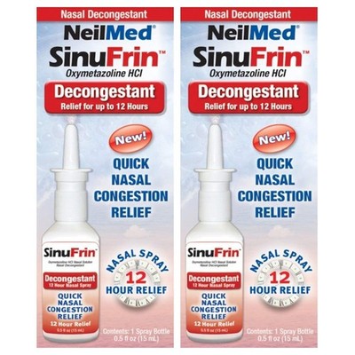 Sinufrin Decongestant Relief Spray, (Packaging May Vary), 0.5 Fl Oz (Pack of 2)