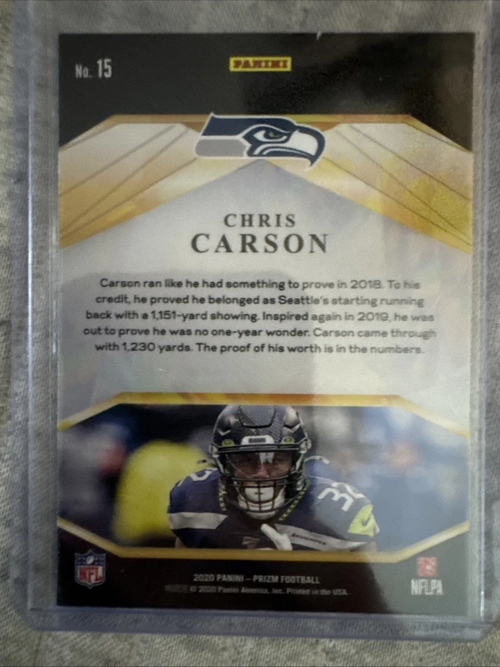 2020 Panini Prizm - Brilliance Chris Carson #15 - Image 2 of 2
