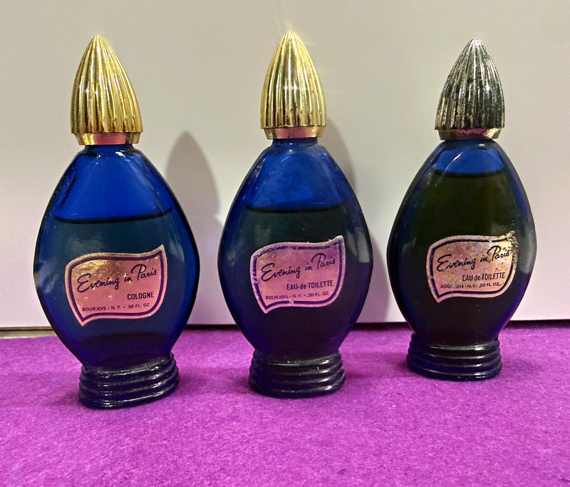 Bourjois Evening in Paris Lot of 3 Mini Bottles 0.50 fl oz Cologne & EDT