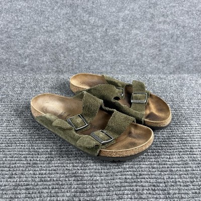 Birkenstock Olive Suede Footbed Sandals Birkenstock Arizona thyme suede with green sole main image 4