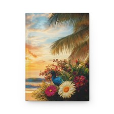 Tropical Sunset Hummingbird Hardcover Journal  Beach Floral Notebook
