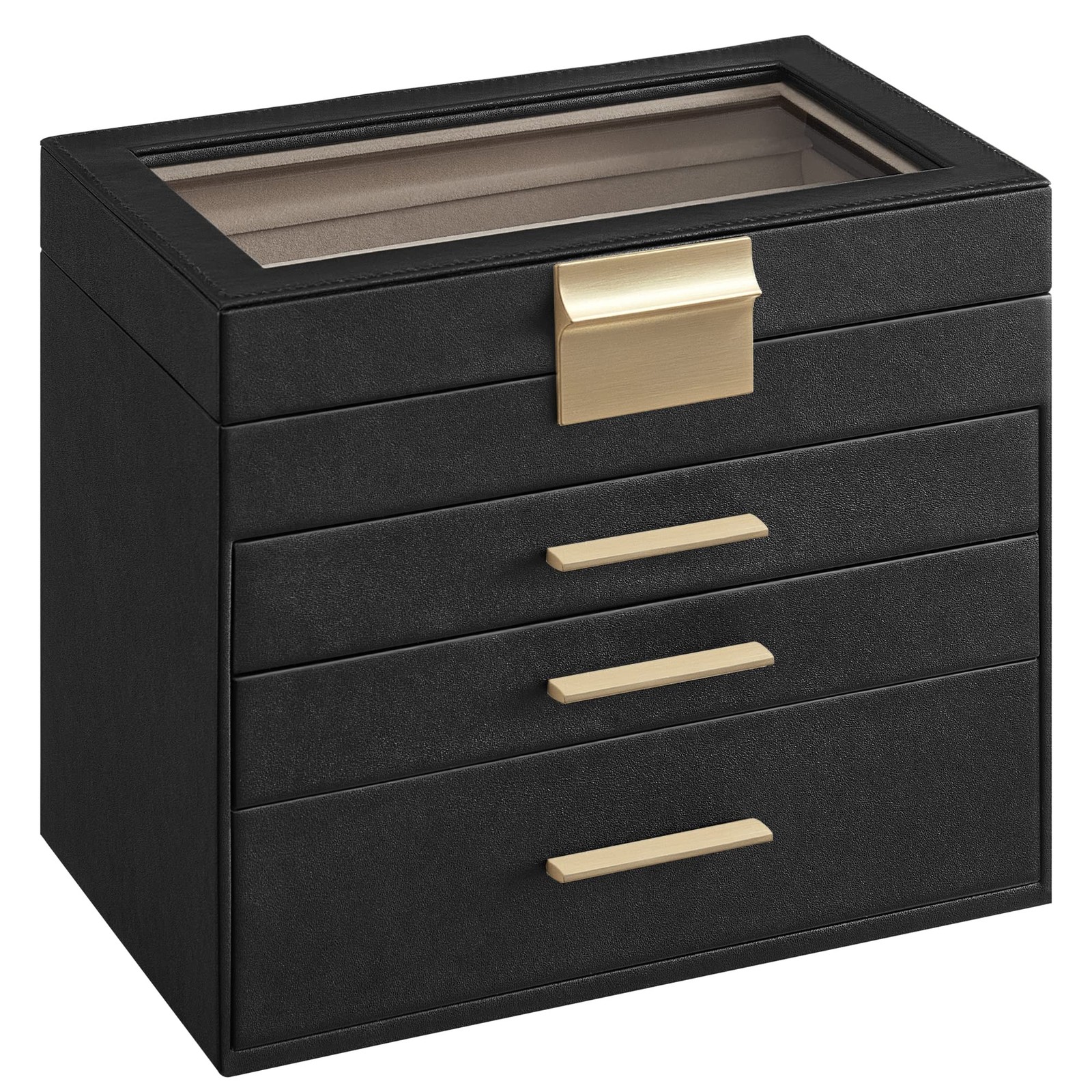 Органайзер для ювелирных изделий SONGMICS со стеклянной крышкой 4-слойное хранилище ювелирных изделий 8490₽