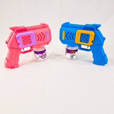 Bubble Gun Set of 2 Kids Outdoor Bubble Blowers Pink Blue No Bubbles Batteries