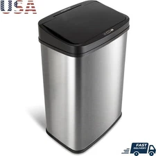 Motion Sensor Trash Can Stainless Steel Touchless Quiet Close Water Resistant US