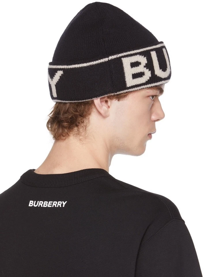 Burberry Unisex Black Beanie Hat – Stylish Winter Knit Cap - Image 2 of 4