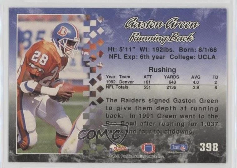 1993 Pacific Gaston Green #398 - Image 2 of 2