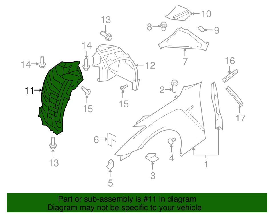 Genuíno Nissan 2009-2016 Nissan GT-R - Forro de para-lama 63845-62B2A - Imagem 2 de 2