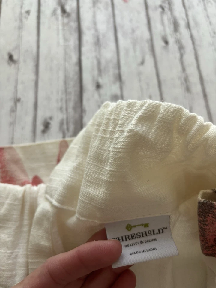 PAR de paneles de cortina de ventana florales coral crema (54"x84") objetivo umbral Foto 4 de 4