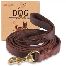 Leather Dog Leash 4ft, Heavy Duty Dog Training Leashs for Large, Medium and S...