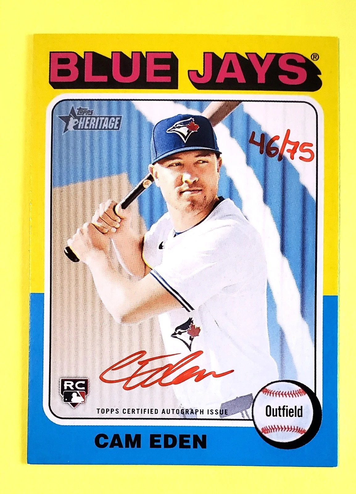 CAM EDEN RC /75 2024 TOPPS HERITAGE HIGH NUMBER RED INK REAL ONE AUTOGRAPH AUTO