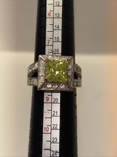 Lime Green Ring Sterling 925 Size8.50 Princess Cut