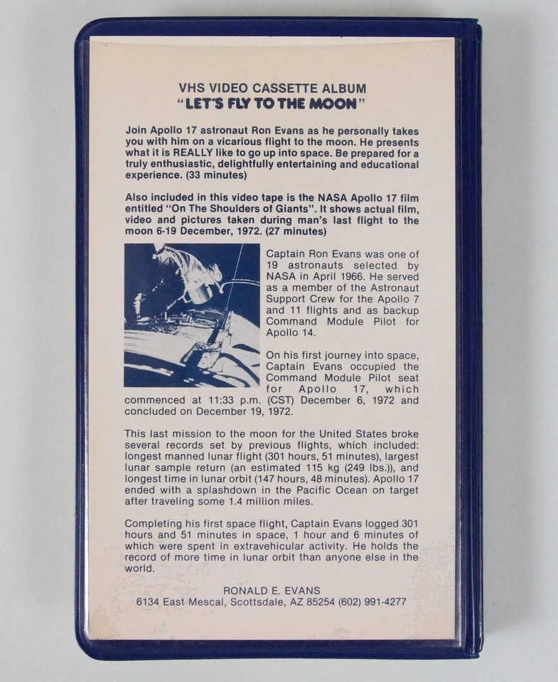 NASA SIGNED Let’s Fly To The Moon With Apollo Astronaut Ron Evans VHS Apollo 17 - Image 2 of 4